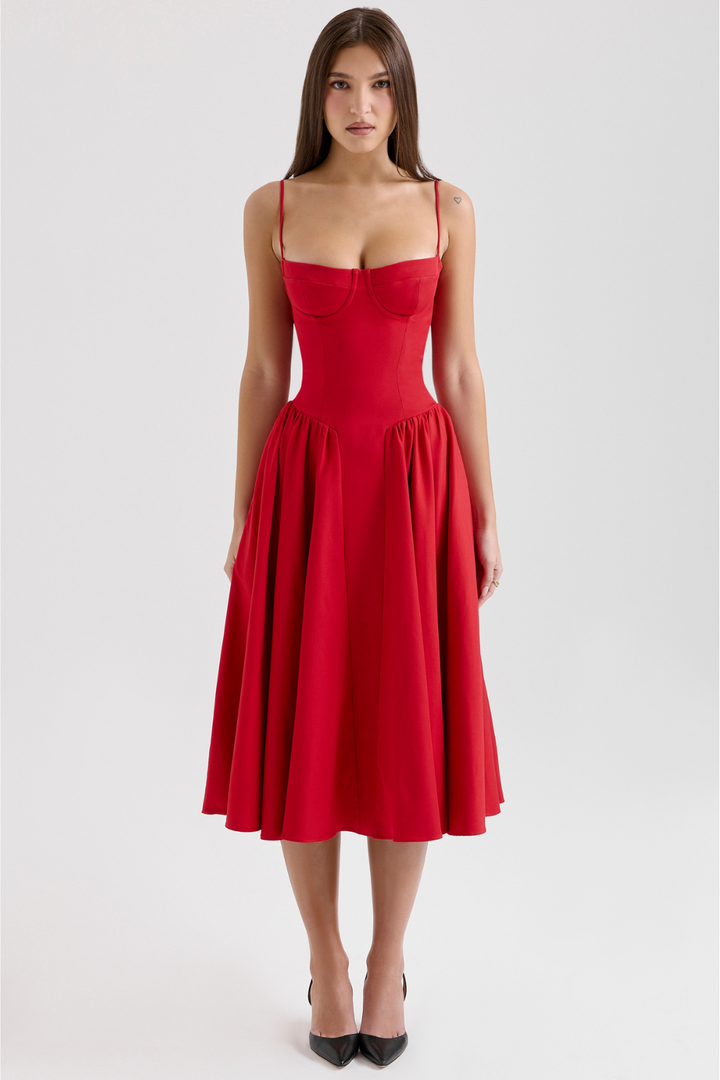 Seraphina – Maxikleid aus gerafftem Satin
