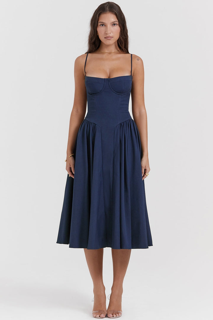 Seraphina – Maxikleid aus gerafftem Satin