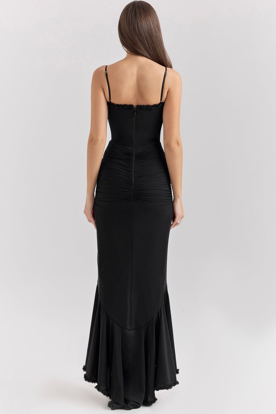 Marisse – Maxikleid aus Rüschen-Netzstoff