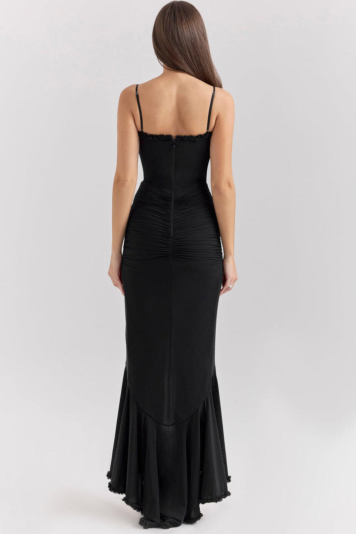 Marisse – Maxikleid aus Rüschen-Netzstoff