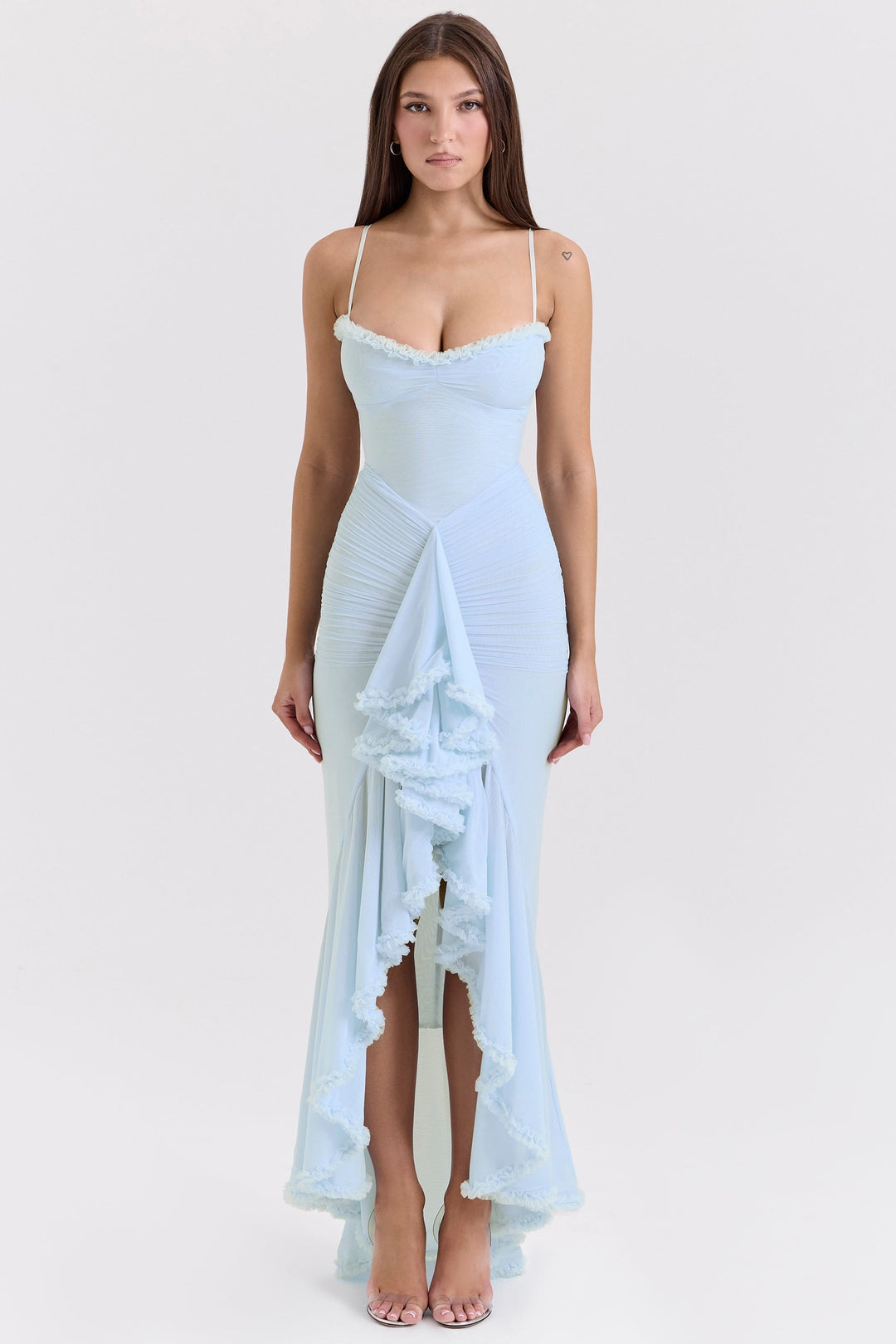Marisse – Maxikleid aus Rüschen-Netzstoff