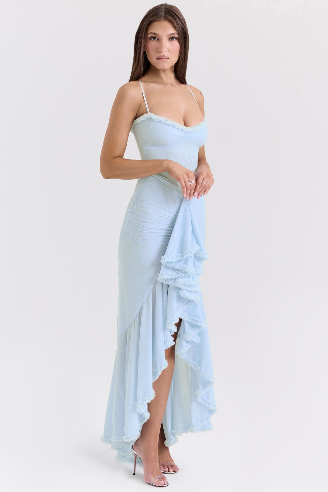 Marisse – Maxikleid aus Rüschen-Netzstoff